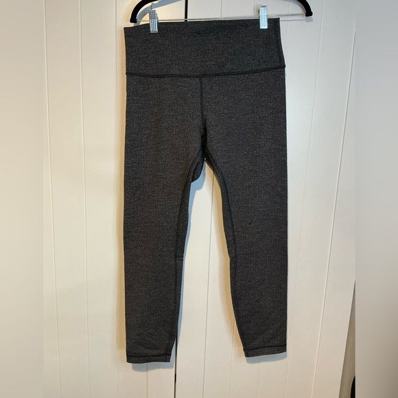 Lululemon Wunder Under High Rise Crop 21”  Heathered Blk/Gry Size 10 - Picture 1 of 4